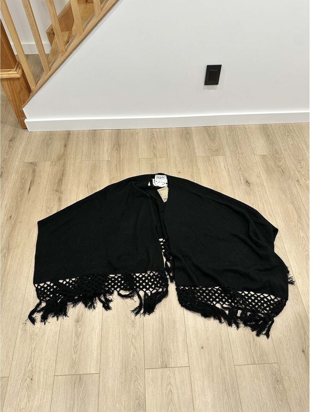 NWT Lyric Culture Janis Joplin Black Long Sweater Cardigan Cape One Size Hippie